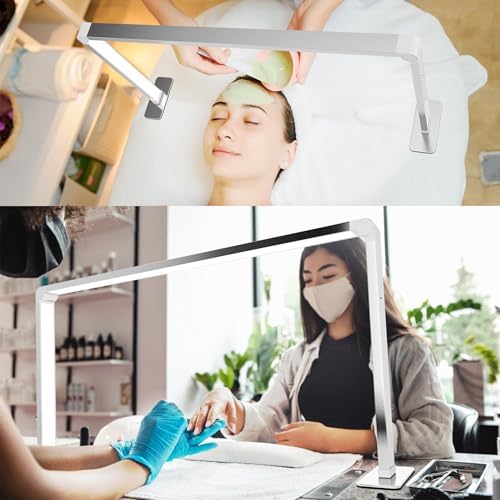Nail Tech Lamp for Desk，32" 48W Professionals Led Light, Desk Lamp for Lash Eyelash Extension,Color Temperature 2700K-6000K, Makeup lamp,Salon&Home(Silver)