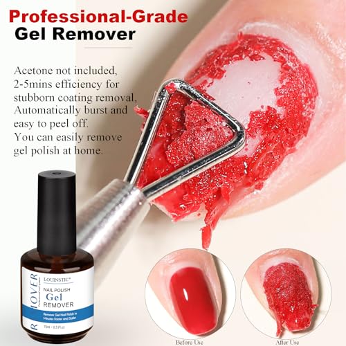 Gel Nail Polish Remover,2PCS/45ML,Quickly and Easily Remove Gel Polish at Home,Contains Roll-on Cuticle Oil,2X Cuticle Pusher and Nail File, Not Damage to Nails,No Need to Wrap or Soak