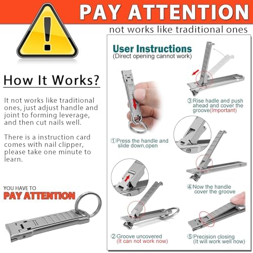 Nail Clippers for Natural Finger Nails Ultra Thin Mini Travel Portable Folding Wide Jaw Cutter with Glass Nail File Curved Trimmer for Fingernail Toenail, with Keychain(X021DB-S)