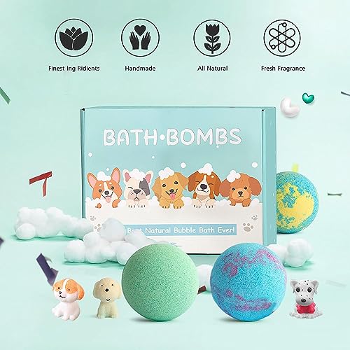 Bath Bombs for Kids with Surprise Inside for Girls Boys Toddlers, 20 Pack Organic Kids Bath Bombs with Puppy Dolls Inside, Kids Safe Handmade Bubble Bath Fizzies, Ideal Birthday Christmas Gift Set
