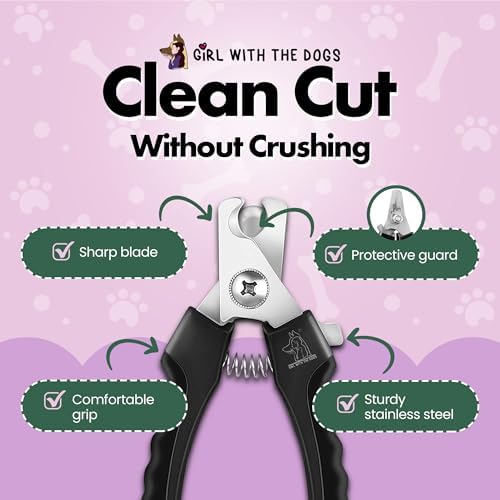 Pet Nail Clippers by Girl With The Dogs, Nail Clippers for Grooming and Claw Care for Cats/Dogs (Large)
