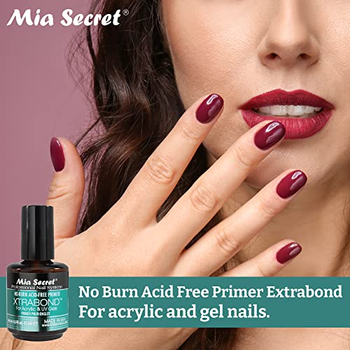 Mia Secret 2PCS No Burn Acid Free Primer Xtra Bond Acrylic Uv Gel 0.5 Fl Oz…
