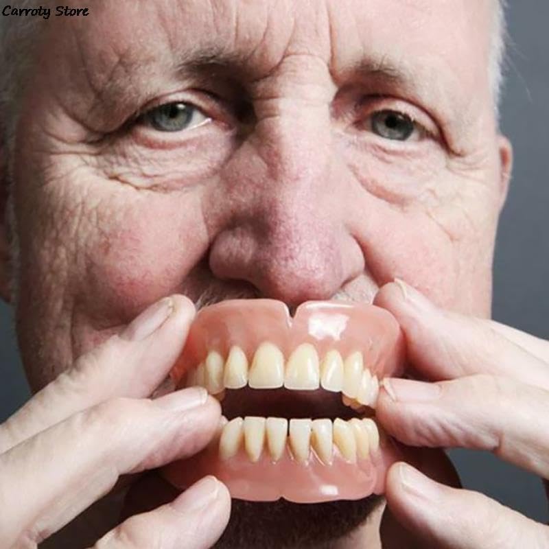 Denture Kit, Functional Homemade Denture Combo, Full Set of Top and Bottom Fake Teeth, Improve Smile, Eat & Drink, Long or Short-term denture solution-AE-0-01