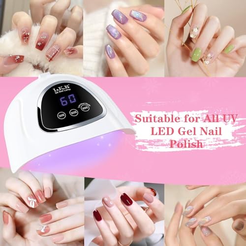 LKE UV Light for Gel Nails, Nail Dryer UV Nail Lamp 72W for Gel Polish Light with 3Timer and Sensor Professional for Solon and Nail DIY in Home Use (White)