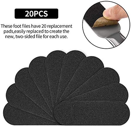 Mudder 2 Pieces Stainless Steel Pedicure Foot File Callus Remover Foot Scrubber Rasp with 20 Replaceable Coarse/Fine Double Side Reusable Pads for Care Cracked Skin Callus Remover Tool(Silver)