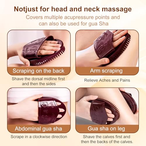 Meridian Brush Massage Body,Beauty Salon Professional Custom Meridian Brush,Portable Body Handheld Massage,Full Body Relaxation Comb Brown(2PCS)