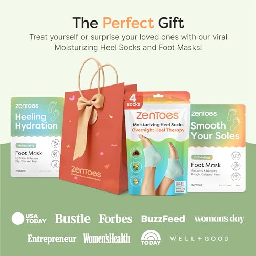 ZenToes Exfoliating Foot Mask for Dry Cracked Feet | Urea, Niacinamide & Rose Extract Infused No Harsh Foot Peeling Mask | Spa Experience At Home | Mess Free Design | Cucumber Rose Scented, 3 Pairs