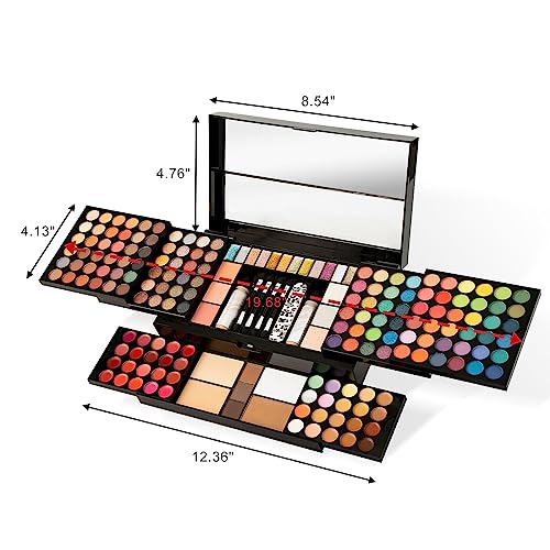 M 187 Colors Professional Makeup Palette - All-in-One Kit With Eye Shadows, Lipsticks, Mascara, Foundations, Blushes, Brow Pencils, Nail File - Makeup Gift Set for Women and Girls