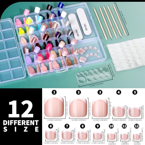 FANDAMEI Press On Toenails - 24 Colors Short Square, French Tips Cat Eye Toe Nail Press Ons for Women & Girls, Red Fake Toe Nails, Ombre Glossy Visual Effect