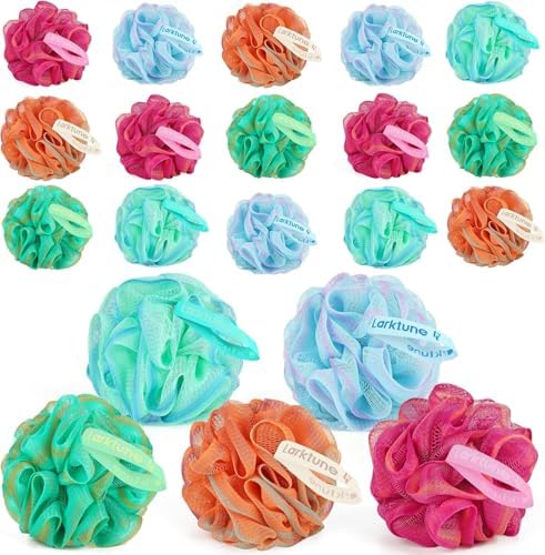 20 Pack Mini Shower Loofah Bath Sponge 20G, Soft Travel Size Nylon Mesh Puff for Body Wash, Loofah Shower Exfoliating Scrubber Pouf for Women and Men, Full Cleanse, Beauty Bathing Accessories