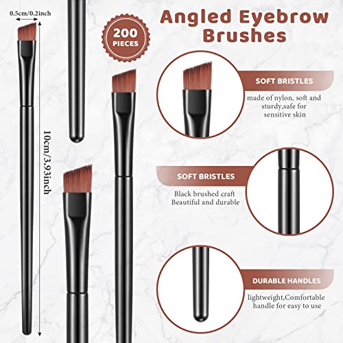 Gerrii 200 Pieces Disposable Angled Eyebrow Brushes Bulk Brow Tint Brushes Eye Makeup Brush Eyeliner Brush Tinting for Women Girls Salon Beauty Cosmetic Make up Tool Esthetician Supplies(Black)