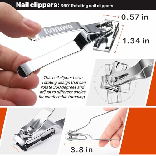 Konovo Ingrown Toenail Tool Kit 9 Pcs, Toe Nail Clippers for Adult and Seniors, Large Toenail Clipper for Ingrown Toenail Treatment/Thick Nails