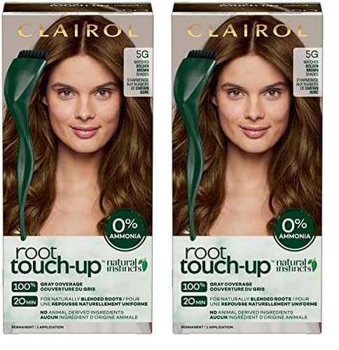 Clairol Root Touch-Up by Natural Instincts Permanent Hair Dye, 5G Golden Brown Hair Color, Pack of 2