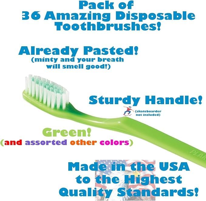 Plak Smacker Mintburst Prepasted Individually Wrapped Toothbrush (36 Toothbrushes)
