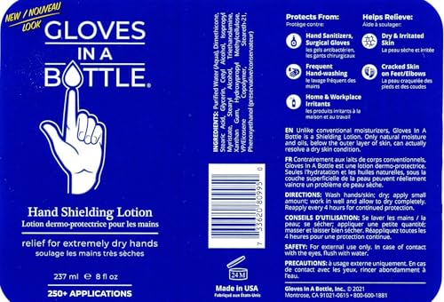 Gloves In A Bottle Non Greasy Healthcare Workers Hand Creams – Hand Cream for Nurses – Silicone Glove Cream – Water Resistant Dry Cracked Hands Treatment – Relief for Eczema – 2 oz & 8 oz with Pump