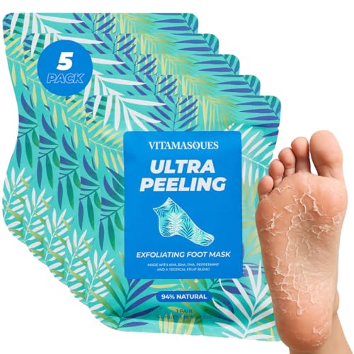 Vitamasques Ultra Foot Peeling Mask, 5 Pack - Exfoliating Foot Peel Mask for Dry Cracked Feet & Dead Skin - Cruelty-Free & Dermatologically Tested, Made in Korea
