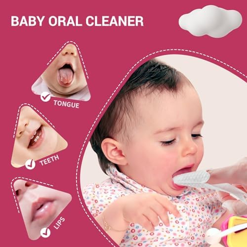 120 PCS Baby Tongue Cleaner for Newborn, Oral Finger Dry Wipes for Infant, Disposable Toddler Mouth Toothbrush for 0-24 Months