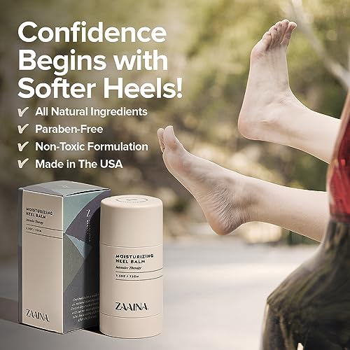 ZAAINA Intensive Heel Balm Stick for Cracked Heels – Natural Foot Balm for Dry Feet, Calluses & Rough Skin – Moisturizing Heel Softener with Shea Butter, Tea Tree & Peppermint – 2.5oz Twist-Up Tube