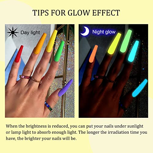 SAVILAND Glows in The Dark Gel Nail Polish Set - 12 Halloween Colors Luminous Neon Nail Gel Polish Set Soak off U V/LED Glow Effect Nail Polish for DIY Nail Art Design Holiday Gifts for Women