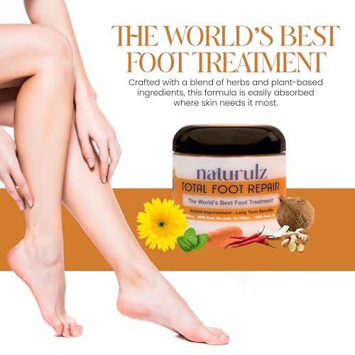 Naturulz Total Foot Repair 4oz – No Junk Foot Cream for Dry, Rough Skin & Cracked Heels, Lightweight & Compact Moisturizer for Feet, Knees, Elbows & Hands, Softens, Repairs & Smooths Cracked Skin