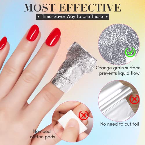 Makartt Nail Polish Nail Gel Remover - Soak Off Gel Nail Polish Remover Foil Wraps 200pcs with Larger Cotton Pad 1 pcs Cuticle Pusher Valentine's Day Gift, R-01