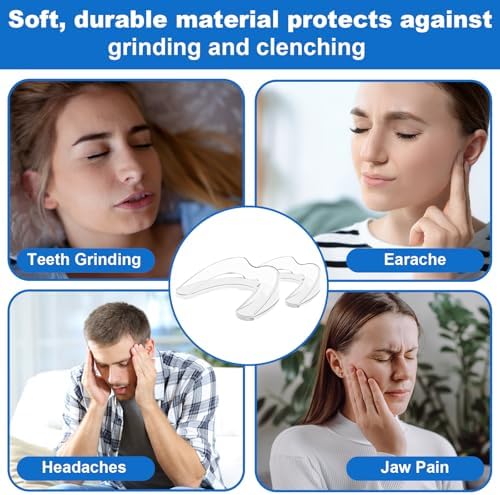Mouth Guard for Grinding Teeth at Night - Custom Moldable Dental Guard for Teeth Clenching and Bruxism Relief, BPA-Free Night Guard with Cleaning Tablets, 4 Packs, 2 Sizes