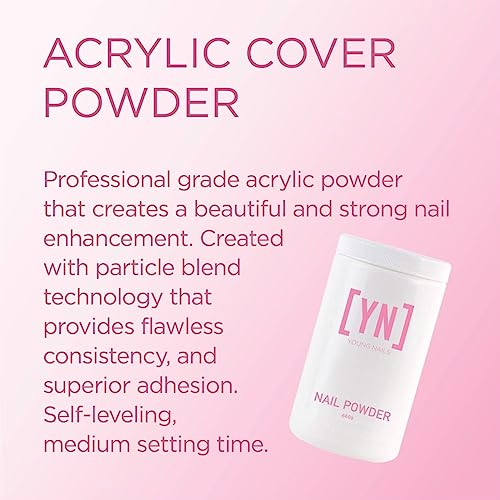Young Nails Acrylic Cover Powder - Self-Leveling Acrylic Nail Powder, Clear Nude Pink White Acrylic Powder for Nail Extenstion, Professional Grade, Superior Adhesion, Color - Flamingo, 45g