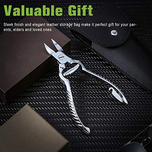 BEZOX Heavy Duty Podiatrist Toenail Clippers for Thick and Ingrown Nails, Stainless Steel Toe Nail Clipper, Pordiatry Ingrwon Toenail Tools - Silver