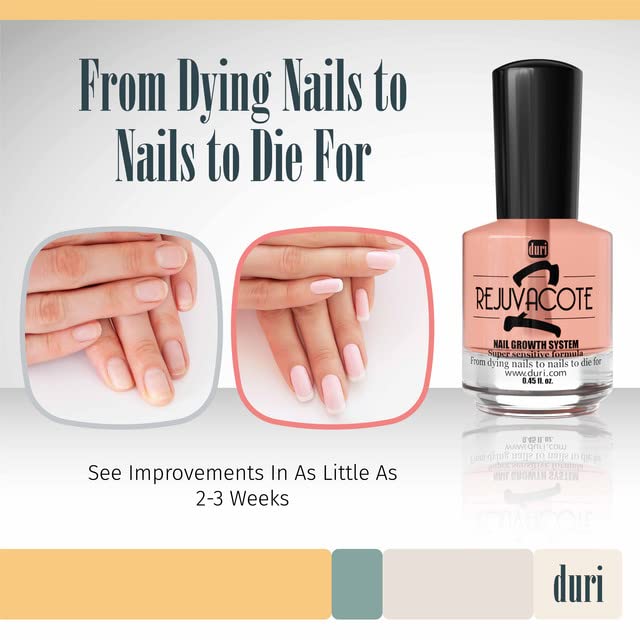 Duri Rejuvacote 2 Nail Growth System Sensitive Formula - Nail Hardener and Strengthener for Brittle, Breaking, Splitting Nail Repair - 0.45 Fl Oz (Pack of 1)