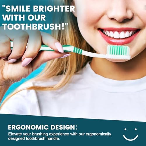 Navona 300 PCS Premium Individually Wrapped Bulk Toothbrush Pack, Disposable Toothbrushes, Kids Toothbrush, Medium Soft Bristle Toothbrushes, Ergonomics Handle, Perfect for Travel Hotel Donation