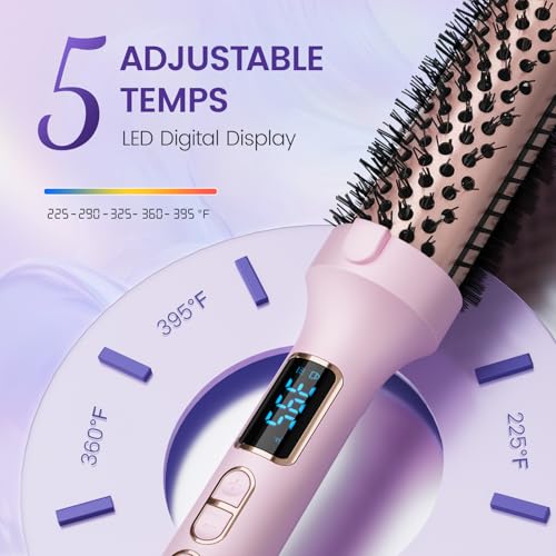 PRITECH Thermal Brush 1.5 inch, Heated Round Brush Creates Blowout Look, Ionic Curling Iron Brushes with Adjustable temperature, Dual Voltage Hair Styling Tool