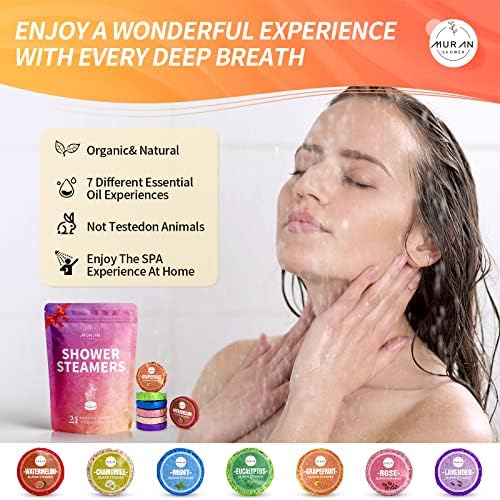 Shower Steamers Aromatherapy 21-Pack Shower Bombs Birthday Day Gifts for Her Him Mom Wife, Eucalyptus Rose Lavender Mint Essential Oil, Bath Bombs Girlfriend Birthday Self Care Gifts for Women,Men