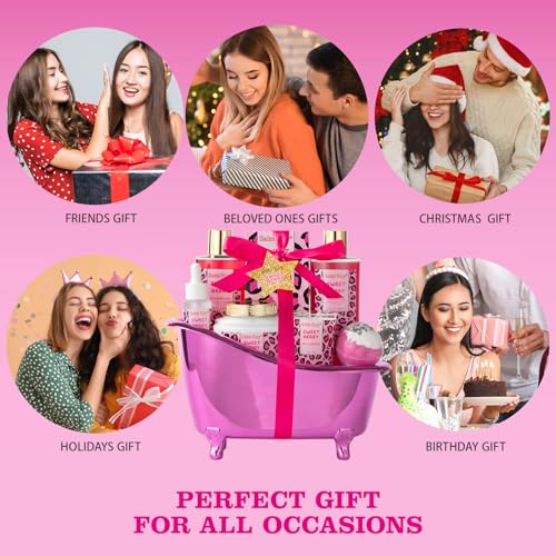bath body Gifts for Her Home Bath Spa Gift Basket for Women Sweet Berry Bath Sets for Teens Gift Aromatherapy Home Spa Kit with Body Oil & More women's spa gift sets Best Gifts Mothers day