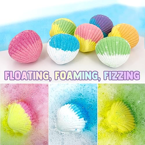 Magic Shell Bath Bomb Gift Set for Kids, 9 Pack Bath Bombs with Little Mermaid for Girls, Organic Bath Bombs with Surprise Inside.