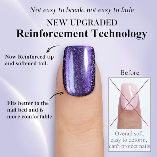 Cat Eye Press on Nails Short 5 Styles, Jofay Fashion 160Pcs Salon-Like Fake Nails with Glitter Chasing Light Cat Eye Designs, Valentines Artificial Acrylic Nails Glue on Nails Stick on Nails for Women