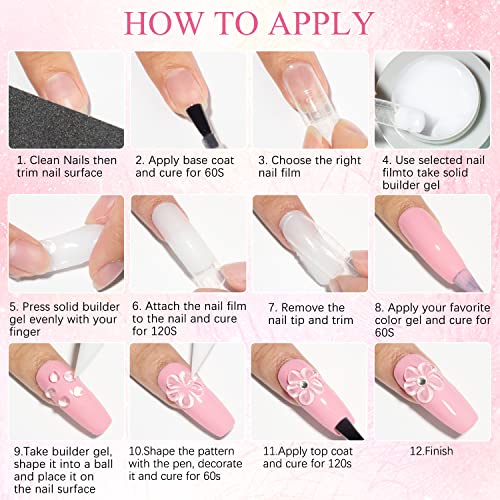 MIZHSE Solid Builder Gel, Nail Sculpture Gel Non-Sticky 4 Colors Nude Clear White Pink Hard Builder Nails UV LED Nail Extension for Salon Manicure Home DIY