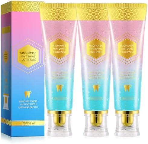 Niacinamide Whitening Toothpaste 3 Pack, Niacinamide Toothpaste, Freshening Breath & Deep Gentle Cleaning, 3.8Oz