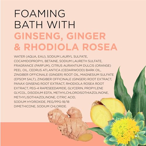 Dr Teal's Foaming Bath with Pure Epsom Salt, Stress Relief with Ginseng & Ginger, 34 fl oz (Pack of 4)