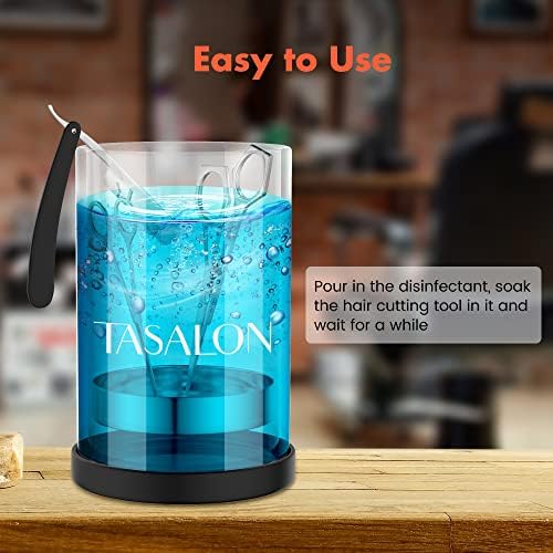 TASALON Barber Jar Pack of 1 - 25 oz Stainless Cap and Glass Jar with Removable Basket, Salon or Nail Spa