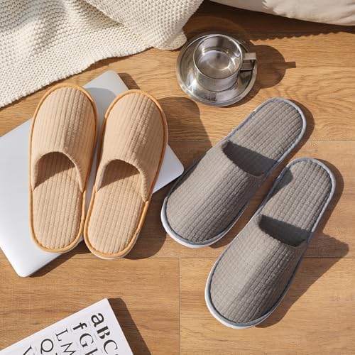 6 Pairs Disposable Slippers for Guest, Non Slip Spa Slides Washable Reusable House Shoes Hotel Indoor Slippers for Women Men, Home,Travel