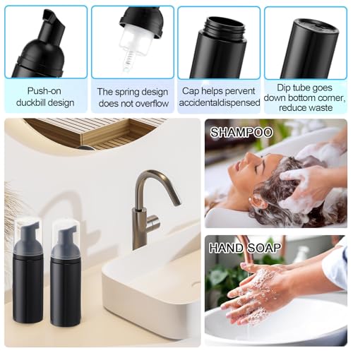 Zhehao 80 Pcs Lash Shampoo Bottle Brushes Kit 20 Foam Pump Dispensers 20 Lash Shampoo Brushes 20 Eyelash Aftercare Bag 20 Cleaning Pipes, Eyelash Extension Supplies(Black)