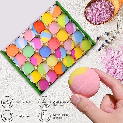 Bath Bombs for Kids with Toys Inside for Girls Boys - 30 Pack Bath Bombs Gift Set with Surprise, Kids Safe Bubble Bath Fizzy Balls Halloween Christmas Birthday Gift Kit