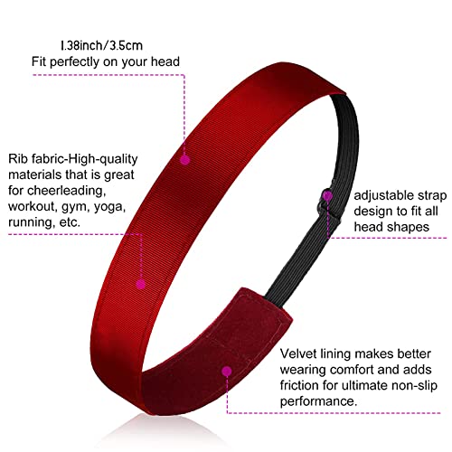 Sintege 8 Pcs Woman Elastic Headband Adjustable Non Slip Velvet Lined Headbands Solid Color Boho Hair Bands for Women Sport Yoga Work Makeup Stylish Hairband(Classic Style)