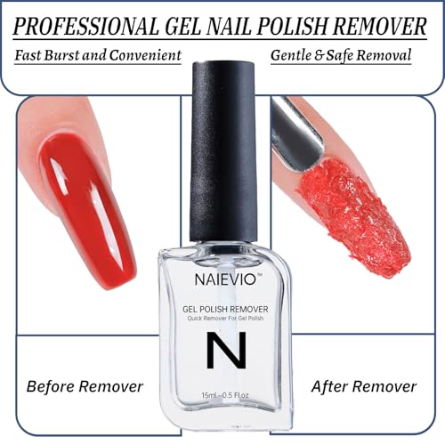 Gel Polish Remover Kit - Remove Gel Polish in 3-5 Min! No Soak & Foil-Free Gel Nail Polish Remover with Cuticle Pusher & File for Salon Results at Home (0.5 fl oz)