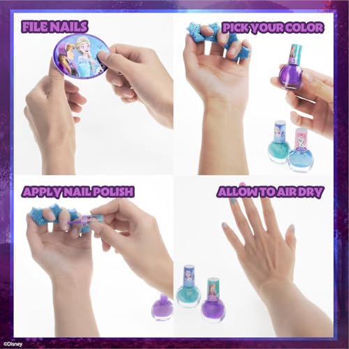Disney Frozen Train Case Beauty Set, Kids Makeup Kit for Girls, Real Washable Makeup Set, Play Makeup, Party Favor, Birthday, Ages 3 4 5 6 7 8 9 10 11 12 by Townley Girl