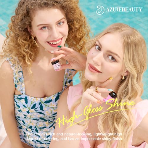 AZUREBEAUTY Bright Summer Dip Powder Nail Set, 6 Colors Pink Blue Purple Yellow Orange Dipping Powder Nail Starter Kit French Art Manicure DIY Mother's Gift for Women, No Need Nail Lamp Cured