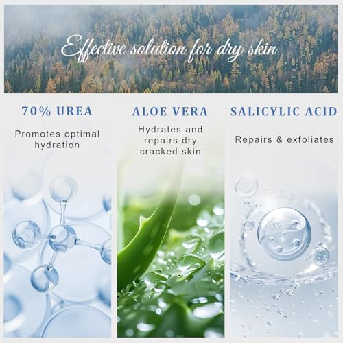 10.1 Oz - Urea Cream 70% plus Salicylic Acid 2% for Dry Cracked Feet, Heels, Knees, Elbows and Hands, Moisturizes, Softens and Removes Calluses Dead Skin