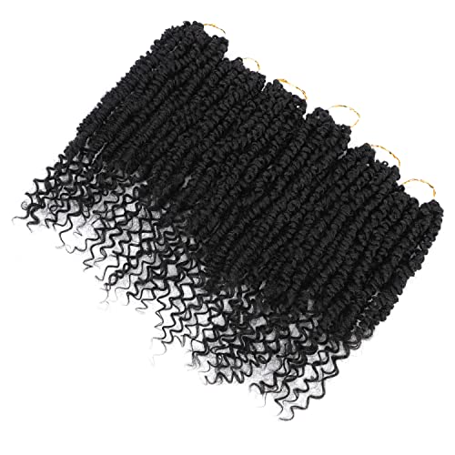 Passion Twist Crochet Hair,12 Inch 9 Packs Pretwisted Passion Twist Hair, Soft Pre Looped And Pre twist Crochet Hair For Women，Short Black Curly Crochet Braids(12",1B#)