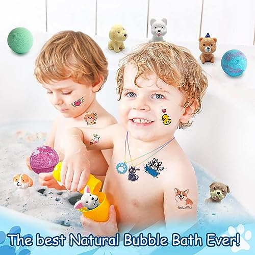 Bath Bombs for Kids with Surprise Inside for Girls Boys Toddlers, 20 Pack Organic Kids Bath Bombs with Puppy Dolls Inside, Kids Safe Handmade Bubble Bath Fizzies, Ideal Birthday Christmas Gift Set