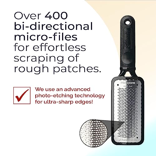 Microplane Colossal Foot File Scraper - The Original Stainless Steel Foot Rasp, Dead Skin/Callus Remover for Feet, Gentle Foot Scrubber, Pedicure Tools for Salon-Quality Foot Care, Black